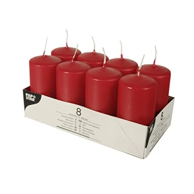 Imagen de PAPSTAR Velas, parafina, rojo, 50 mm · 100 (paquete de 8), 20,2 x 10,3 10 cm (el embalaje del artículo puede variar ligeramente)