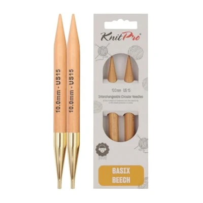 Imagen de KnitPro Basix Agujas de Tejer Circulares Abedul: Intercambiables: Normal: 11,6 cm x 10,00 mm, Madera, Marrón, 10 mm