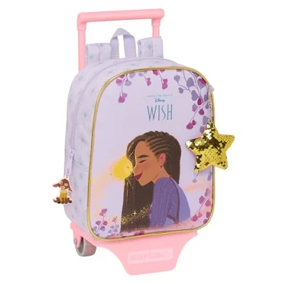 Imagen de Safta WISH Mochila Guardería con Carro, Ideal para Niños de Diferentes Edades, Cómoda y Versátil, Calidad Resistencia, 22x10x27 cm, Color Lila