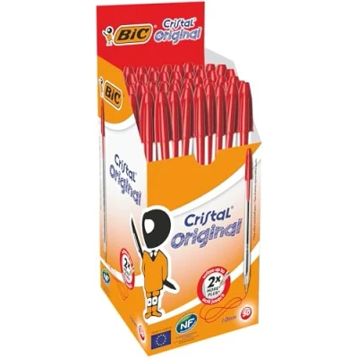 Imagen de BIC Cristal Original Caja de 50 unidades bolígrafos punta media (1,0 mm), color rojo material oficina, escolar