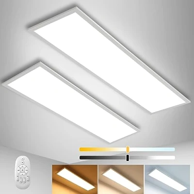 Imagen de Dimmable LED Panel de Luz Techo 100x25 cm con Mando a Distancia, 2pcs 28W Fuerte Luminosidad, 2700K 6500K Lámpara Delgado para la Oficina Taller Sala Estar