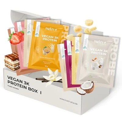 Imagen de Nutri + Paquete de Muestra Proteínas (8x 30 g) Set Degustación Mezcla Veganas en Polvo Kit Prueba vegan 3k Protein Powder
