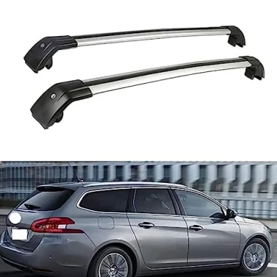 Imagen de SOUTES 2 Piezas Barras de Techo Coche para Peugeot 308 SW 2007 2019, Aluminio Portaequipajes Rieles Transversales Carga Transporte Auto Accesorios