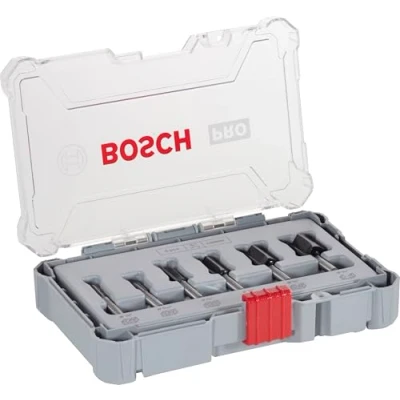 Imagen de Bosch Professional Set de Brocas Fresadoras Rectas 6 Piezas (para madera, vástago Ø 1/4 inch, Accesorios Fresadoras)
