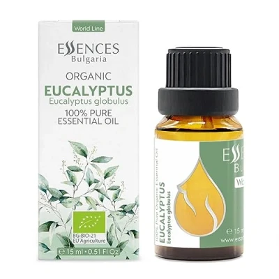 Imagen de Essences Bulgaria Aceite Esencial de Eucalipto Orgánico 15ml globulus 100% Puro y Natural Sin diluir Grado Terapéutico Aromaterapia Cosméticos Libre crueldad OGM