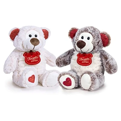 Imagen de Famosa Softies Oso de Peluche Happy Valentine GO Green! Osito con Detalles Purpurina y corazón Bordado, Mide 32 cm, Relleno Reciclado, Regalo San Valentín, para Cualquier Edad, (760019736)