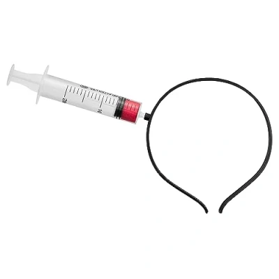 Imagen de Balinco Diadema de Halloween con jeringa sangrienta en la cabeza, accesorio para el pelo zombi, terror, sangre, artículo broma, diademas
