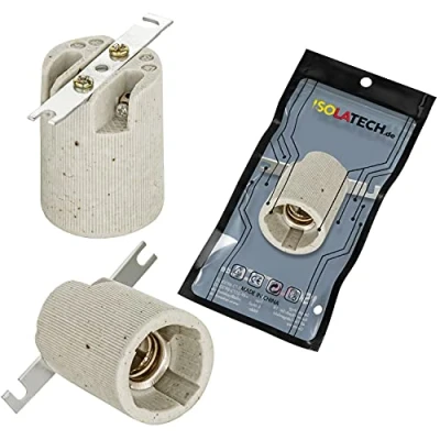 Imagen de ISOLATECH 1pc E14 portabombillas de cerámica con soporte montaje LED bombillas ahorro energía (máx. 250V/4A) Hogar Cocina Baño Techo Socket Fitting Bracket resistente al calor