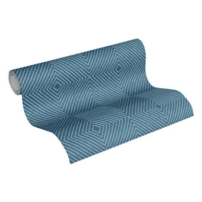 Imagen de Livingwalls 369265 Papel pintado no tejido, Blau Metallic, 10,05 m x 0,53
