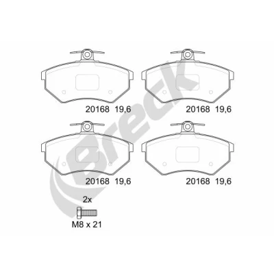 Imagen de BRECK 20168 10 701 00 Juego de pastillas freno no preparado para indicador desgaste VOLKSWAGEN: GOLF 3, 2, 3 Variant, SEAT: Ibiza 2