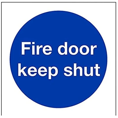 Imagen de vsafety 18001 ae s señal obligatoria, Fire Door Keep Shut&quot;, autoadhesivo, cuadrado, 80 mm x mm), color azul