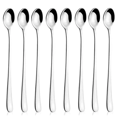 Imagen de AOOSY cucharas de Latte,Cuchara agitación mango largo acero inoxidable 22,3 cm Juego café para té Helado Cóctel (Juego 8)