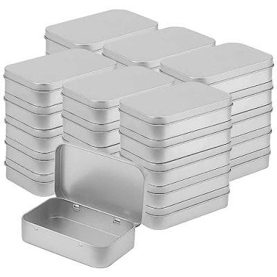 Imagen de KEILEOHO 30 cajas de almacenamiento rectangulares 94 x 61 20 mm, latas organizadoras metal con tapa bisagras, caja para