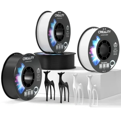 Imagen de Creality filamento PETG oficial negro y blanco, para impresora 3D de 1,75 mm, 4 kg, sin enredos, fuerte unión rendimiento saliente, precisión dimensional +/ 0,03 mm