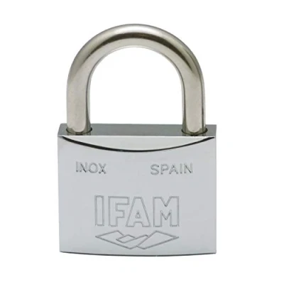 Imagen de IFAM Candado Serie Inox, Arco Normal, 50mm, Alta Resistencia a la Oxidación, Ambientes Húmedos, Alto Nivel de Seguridad, Resistente y Cromado
