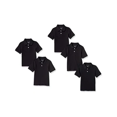 Imagen de Amazon Essentials Polos de piqué Manga Corta Niño, Pack 5, Negro, 10 años