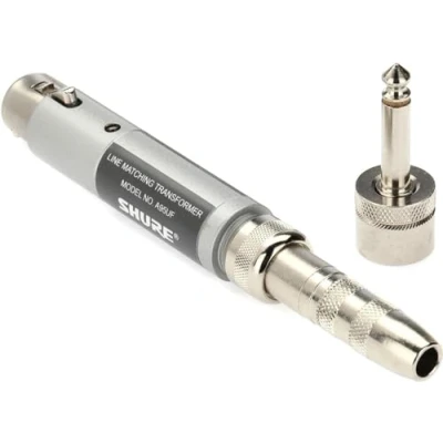 Imagen de Shure A95UF Transformador, conector hembra XLR a alta Z MC1M con acoplamiento de 1/4 pulgadas teléfono conector/jack