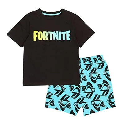 Imagen de Fortnite Fornite Twin Pack Bundle Camiseta Niños 1234 Conjuntos de Pijama, Black/Teal, 7 8 Years