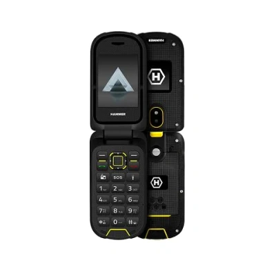 Imagen de Flip Phone Hammer Dig LTE 4G Robusto Teléfono de Tapa, 2 Pantallas, simlock Free, Dual SIM, sin Contrato, 1200 mAh, 4G/LTE, Resistente al Agua IP68