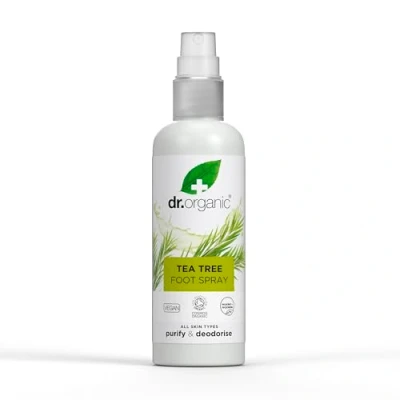 Imagen de Spray para Pies con Árbol de Té Dr Organic, Desodorante, Secado Rápido, Libre Aluminio, Vegano, Crueldad, Sin Parabenos ni SLS, Orgánico Certificado, 100ml