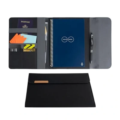 Imagen de Rocketbook Capsule 2.0 Funda para Folios Core y Fusion con Soporte Bolígrafos, Cierre Magnético Almacenamiento Interno, Negro, Tamaño A5, 15 cm x 22,4