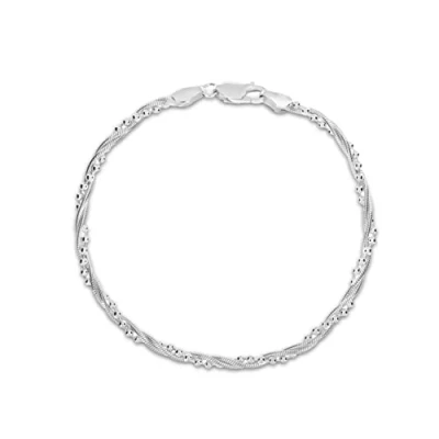 Imagen de Tuscany Silver Pulsera de plata ley 925 cadena retorcida tipo serpiente y bolas. mujer