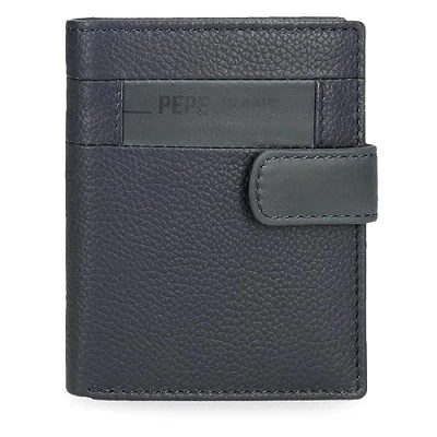 Imagen de Pepe Jeans Checkbox Cartera Vertical con Cierre de Clic Azul 8,5x10,5x1 cms Piel