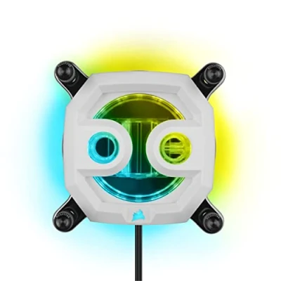 Imagen de Corsair Hydro X Series XC7 RGB PRO Bloque de Refrigeración Líquida para CPU Intel LGA 1700, 1200, 115X y Zócalo AMD AM4 (Placa Refrigerante Cobre, Más 110 Aletas Microrrefrigeración) Blanco