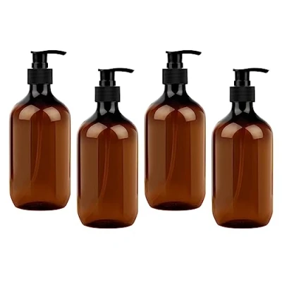 Imagen de MXTIMWAN 4 Piezas Dispensador de Jabón Reutilizable Botella, 500ml Botellas Champú Vacías, Vacías con Bomba Prensa para Loción, Gel Ducha, Manos