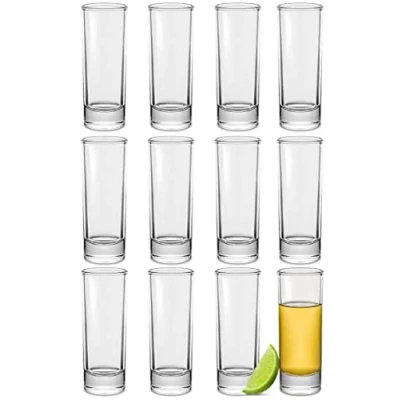 Imagen de 12 Vasos de Chupito Cristal Largos 5cl Aptos para Lavavajillas Estables gracias a su Base Gruesa Ideales Fiestas