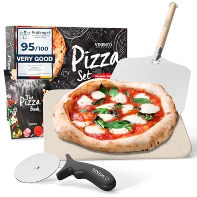 Imagen de Piedra para Pizza horno y parrilla de gas Set con pala, libro recetas cortador Stone Kit hornear Accesorios plancha barbacoa Ladrillo cocinar espátula cucharilla