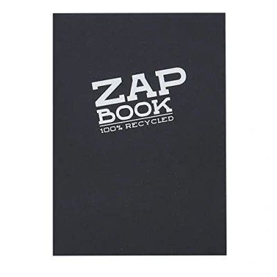 Imagen de Clairefontaine 3363C Cuaderno pegado Zap Book 160 hojas 100% reciclado blanco 10.5x14.8 cm 80 g, tapa negra