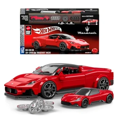 Imagen de Mattel Brick Shop Hot Wheels Maserati MC20 Speed Series, 250 Piezas, Detalles realistas y Pegatinas para personalizarlo, Adultos coleccionistas niños niñas a Partir de 10 años, JFR90