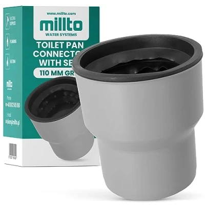 Imagen de Millto™ Conector de inodoro 110 con juntas goma, juego conexión, alcantarillado, tubo inodoro, junta accesorios, pieza conexión para lavabo