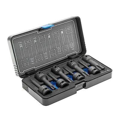 Imagen de Hogert Technik HT6R002 Juego de tubos 8 Torx Acero Cr Mo 1/2 cuadrado