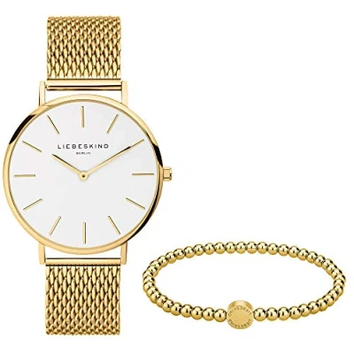 Imagen de Liebeskind LS 0091 MQB, Juego de reloj y pulsera cuentas Mujer, Ip Gold