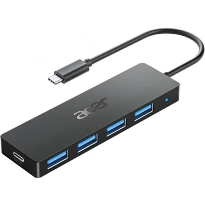 Imagen de Acer Hub USB C 3.0, Adaptador Ultra Delgado de 4 Puertos, Divisor multipuerto con Alimentación Tipo 5V3A, Extensor Compatible Laptop y PC, 20cm