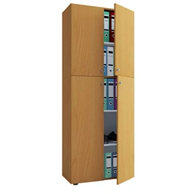 Imagen de VCM Armario de Oficina Libros Carpetas Archivador Mobiliario Lona 5 Hojas Puertas batientes Haya