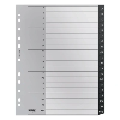 Imagen de Leitz Índice Separador, 20 Pestañas A Z, A4, Extra Ancho, 90% Plástico Reciclado, Respetuoso con el Medio Ambiente, Gama Recycle, Negro, 12190000