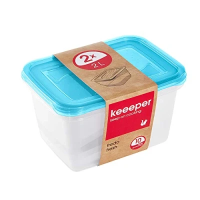 Imagen de keeeper Set de 2 Fiambreras, x l, 20,5 15,5 10,5 cm, Fredo Fresh, Azul transparente