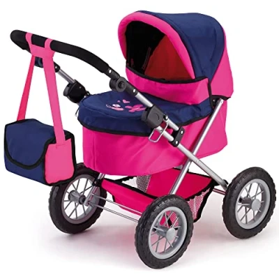Imagen de Bayer Cochecito de muñecas, carro, carrito muñeco, con bolsa, alto, color rosa y azul (13013AA)