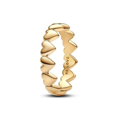 Imagen de Pandora Row of Hearts Ring 163427C00, amarillo dorado, Sin piedras preciosas