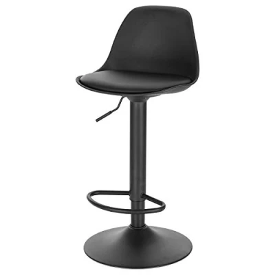 Imagen de EUGAD 1x Taburetes de Bar Regulable en Altura Altos Cocina Paquete 1 Taburete Oficina Giratorio Cuero Sintético+Plástico Sillas Negro, 0651BY