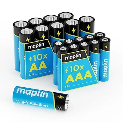 Imagen de Maplin 10 Pilas alcalinas AA LR6 / AAA LR03 de 1,5 V (Triple A) 7 años Vida útil Alto Rendimiento