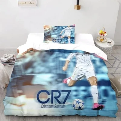 Imagen de Ronaldo Juego De Funda Edredón 3D Nórdica para Adolescentes Cama 3 Piezas con Cierre Cremallera Microfibra Suave Single（135x200cm）