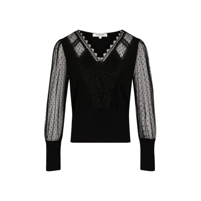 Imagen de Morgan WITH Dobby SPOT Camiseta de manga larga, Mujer, Talla: XL, Noir