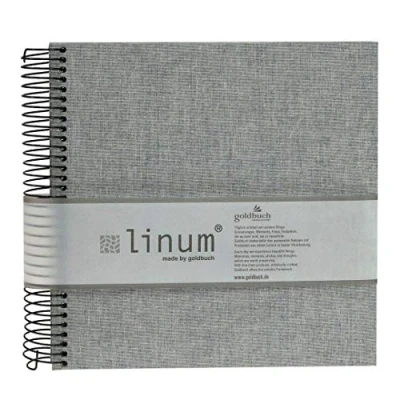 Imagen de Goldbuch 12919 Álbum de Fotos Lino para bebés (20 x 20 cm, 40 páginas Beige, con Espiral), Color Gris