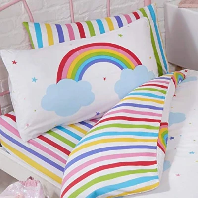 Imagen de Price Right Home Juego de sábanas y Fundas Almohada Individuales Arco Iris Rayas del Cielo