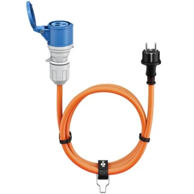 Imagen de goobay Cable Adaptador CEE para Caravana, 1,5m, Enchufe con Contacto de protección a Toma Tapa Cierre, IP44, Camping, autocarava y 76185