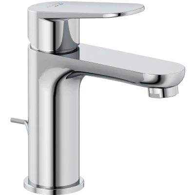 Imagen de KLUDI X1 grifo de lavabo con desagüe barra tracción, altura caño 95 mm, ahorro agua tamaño M, cartucho cerámica, mezclador lavabo, incluye mangueras conexión en
